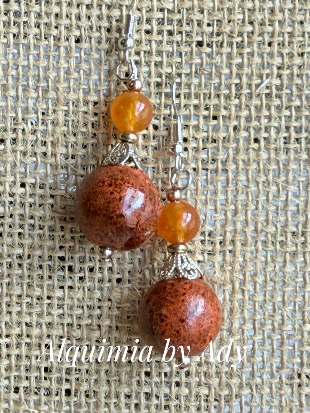 Orange Jade DANGLE STATEMENT EARRINGS
